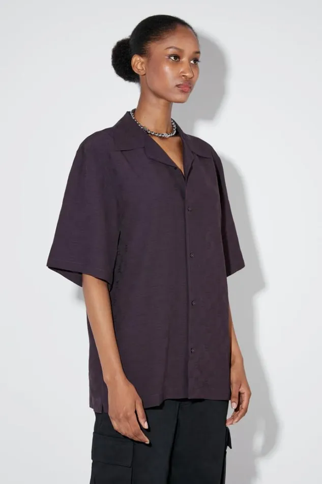 Tops Women MISBHV Resort Monogram Viscose Wool Shirt Washed Black