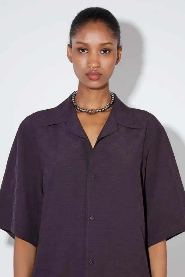 Tops Women MISBHV Resort Monogram Viscose Wool Shirt Washed Black