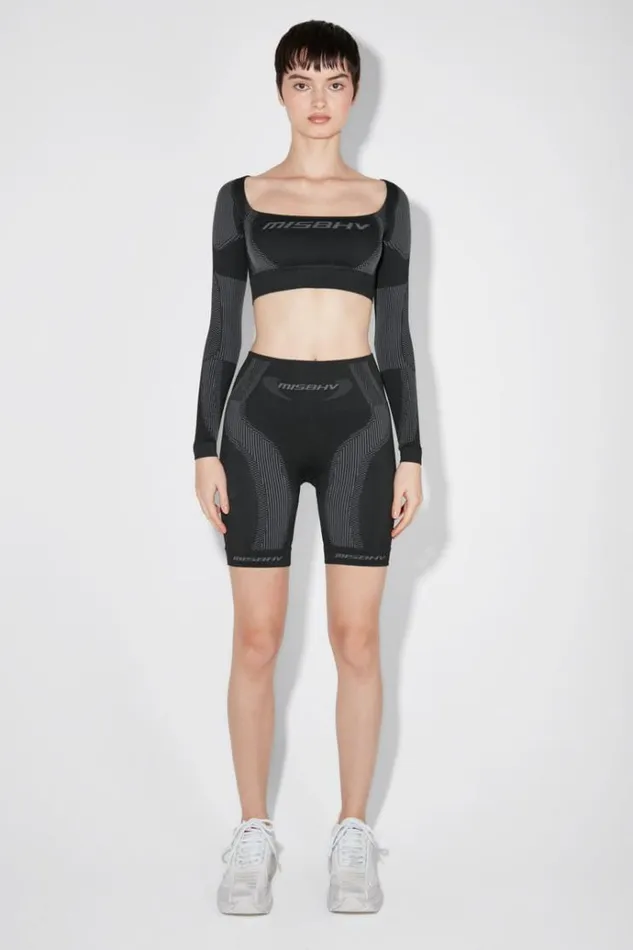 Tops Women MISBHV Sport Longsleeve Cropped Square Shaped Muted Black