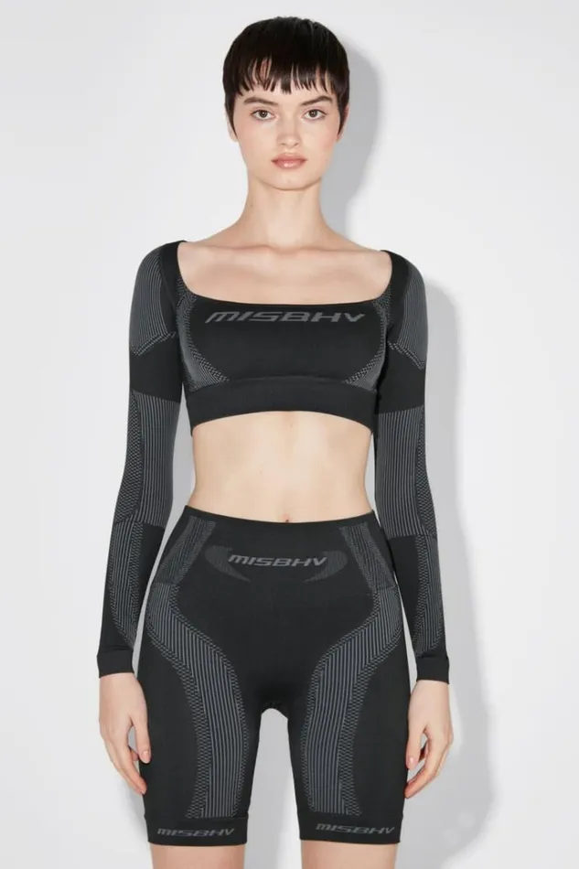 Tops Women MISBHV Sport Longsleeve Cropped Square Shaped Muted Black
