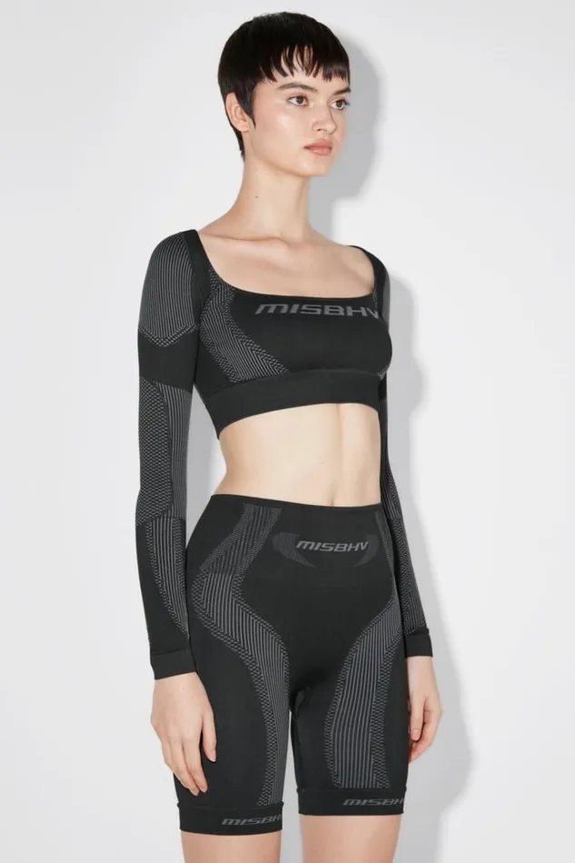 Tops Women MISBHV Sport Longsleeve Cropped Square Shaped Muted Black