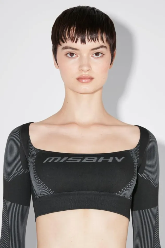 Tops Women MISBHV Sport Longsleeve Cropped Square Shaped Muted Black