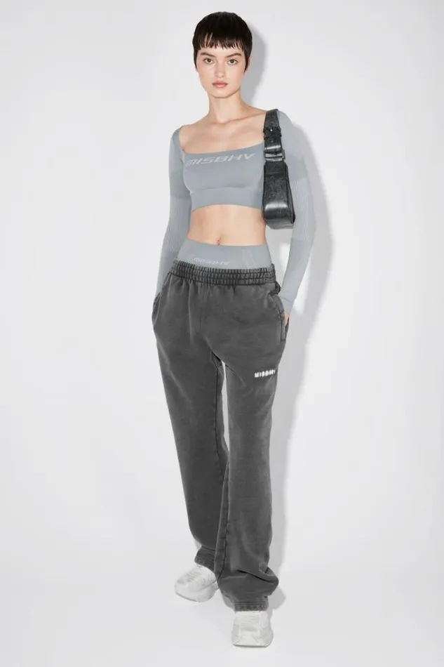 Tops Women MISBHV Sport Longsleeve Cropped Square Shaped Steel Blue