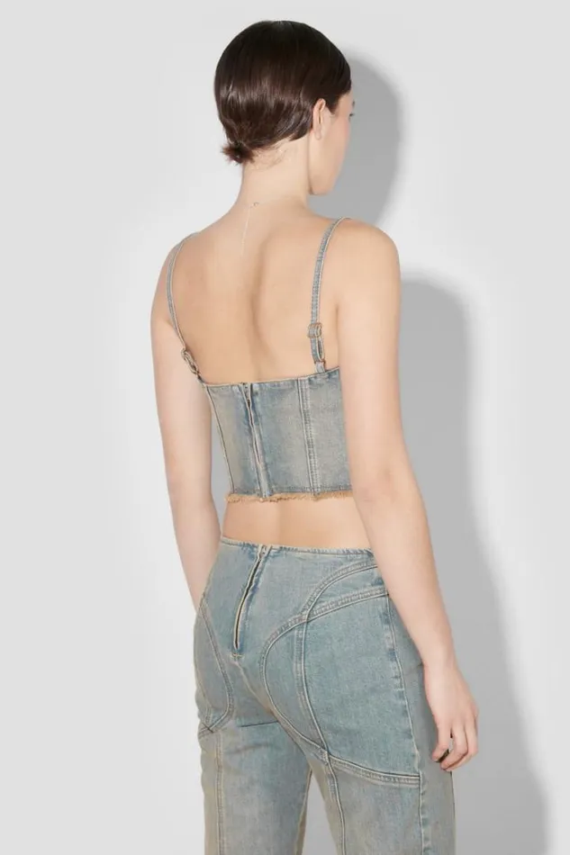 Tops Women MISBHV Sunset Wash Lara Laced Studded Denim Corset Blue