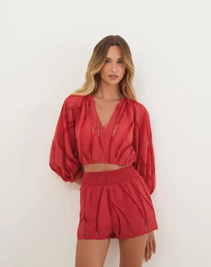 Tops Women ViX Paula Hermanny Babi Blouse 8211 Raspberry