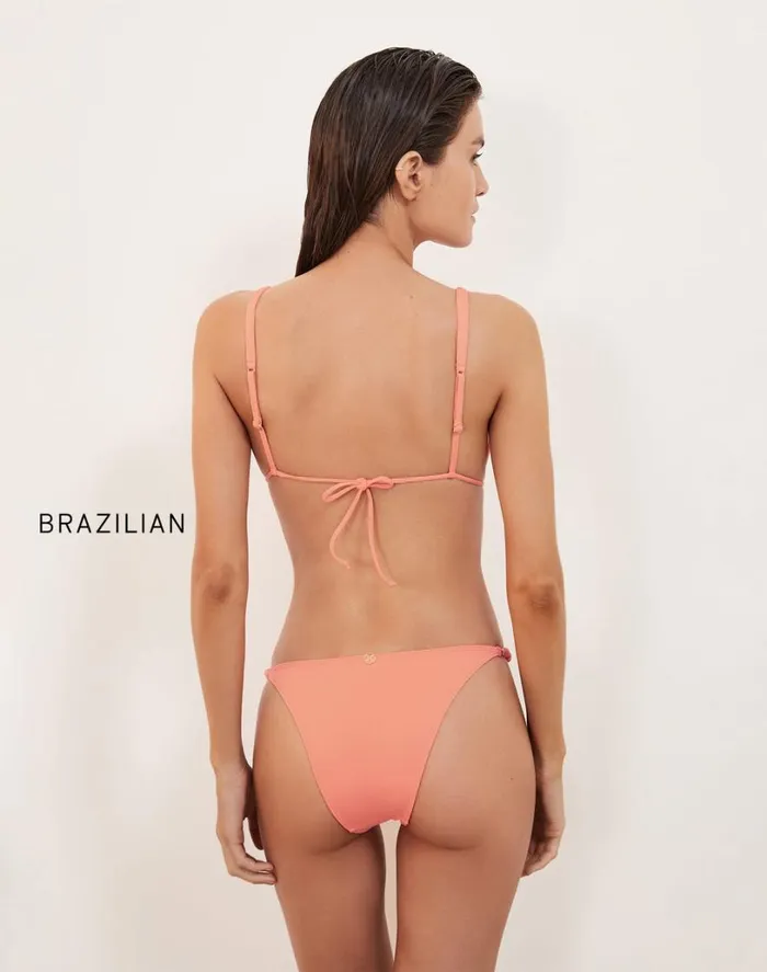 Tops Women ViX Paula Hermanny Beads Tri Parallel Top 8211 Peach