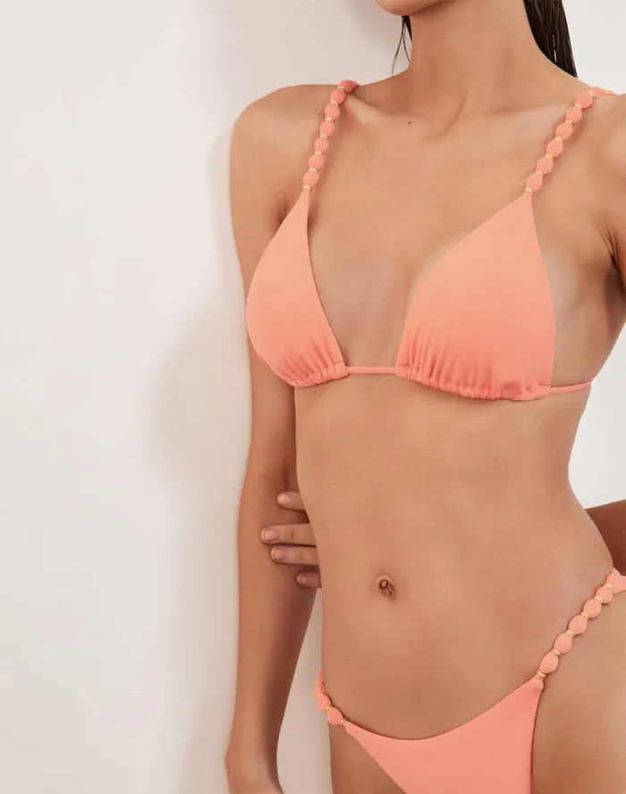 Tops Women ViX Paula Hermanny Beads Tri Parallel Top 8211 Peach