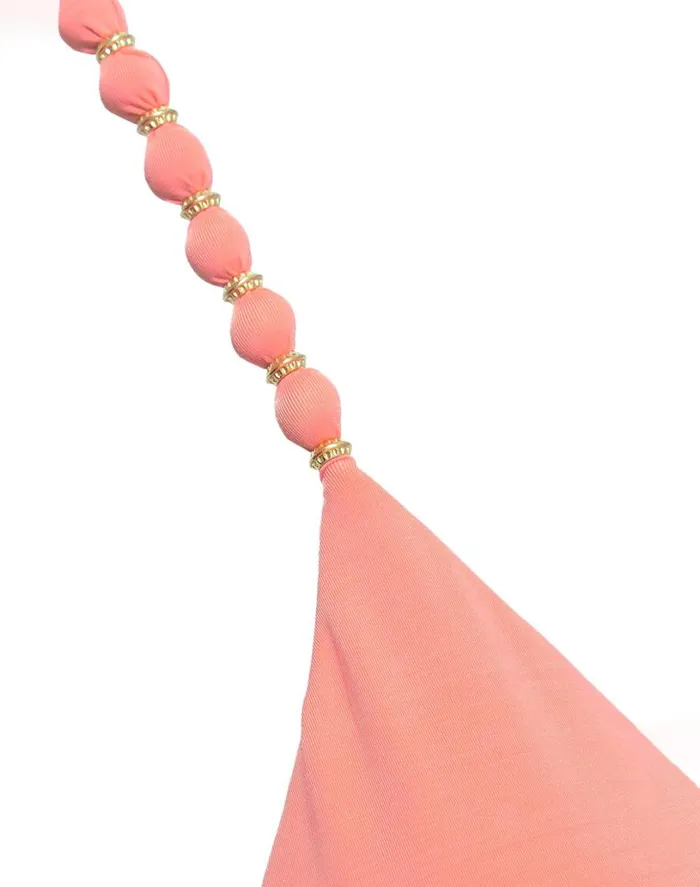Tops Women ViX Paula Hermanny Beads Tri Parallel Top 8211 Peach