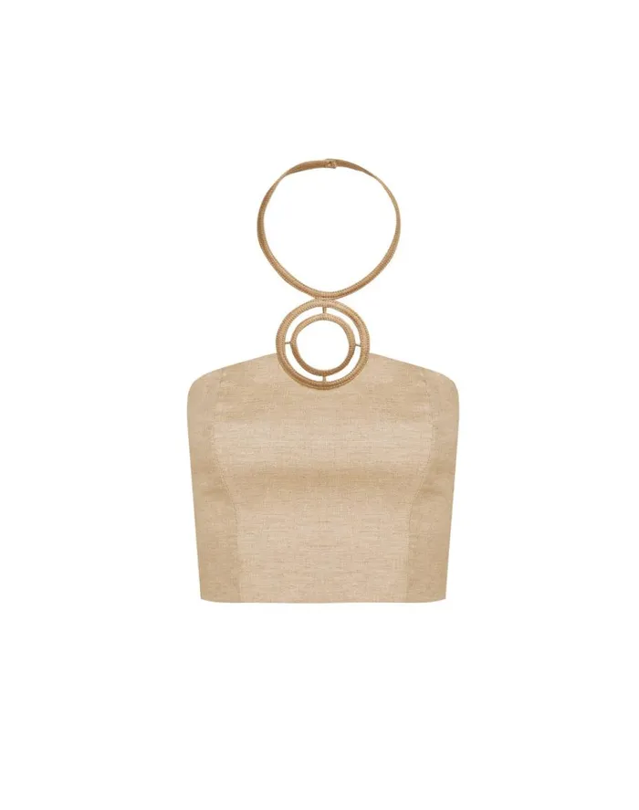 Tops Women ViX Paula Hermanny Jane Detail Top 8211 Natural