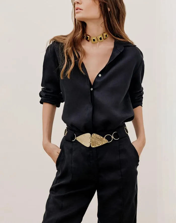 Tops Women ViX Paula Hermanny Jaque Long Sleeve Blouse 8211 Black