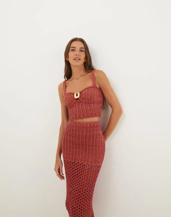 Tops Women ViX Paula Hermanny Knit Aria Top 8211 Berry Burst