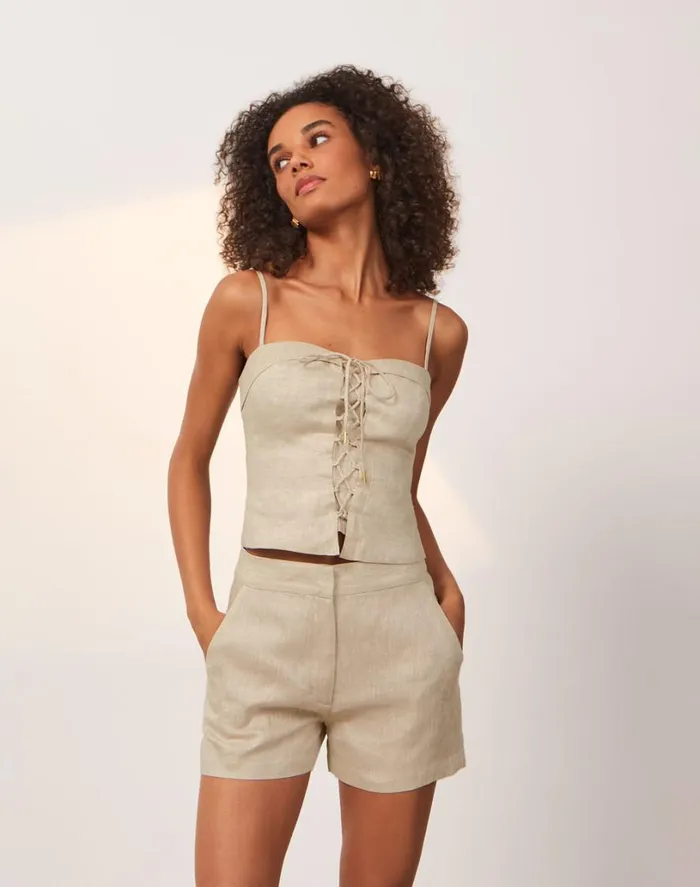 Tops Women ViX Paula Hermanny Rubia Sleeveless Top 8211 Natural