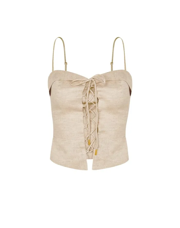 Tops Women ViX Paula Hermanny Rubia Sleeveless Top 8211 Natural