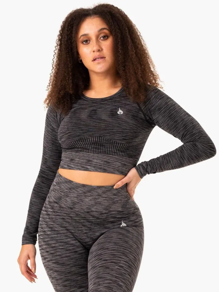 Tops Womens Ryderwear Evolve Seamless Long Sleeve Top Black
