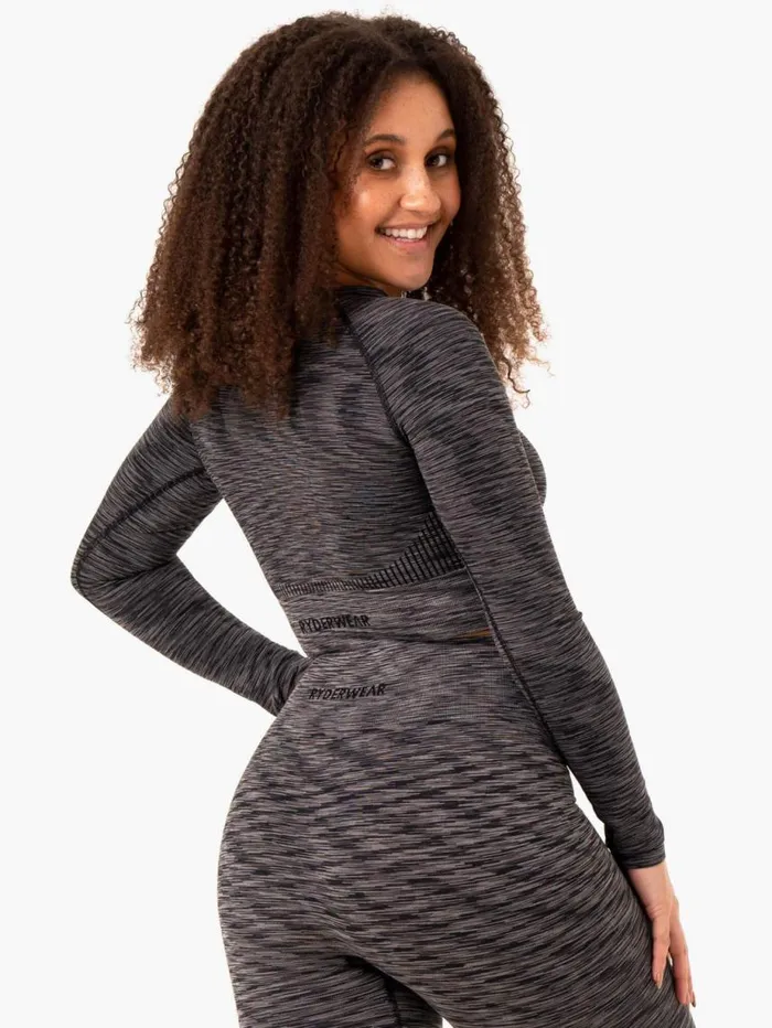 Tops Womens Ryderwear Evolve Seamless Long Sleeve Top Black