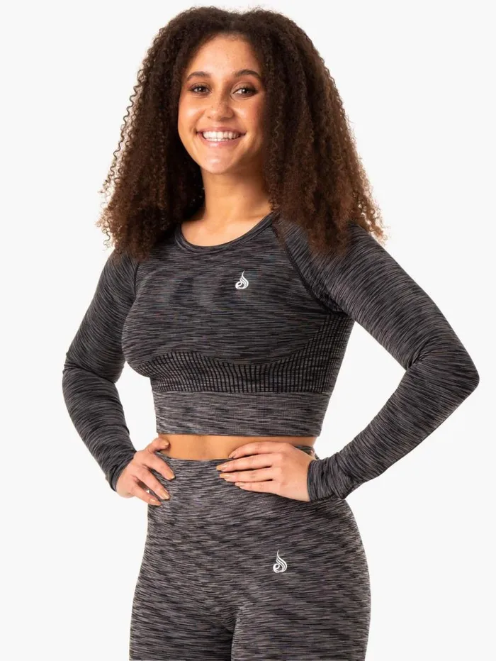 Tops Womens Ryderwear Evolve Seamless Long Sleeve Top Black