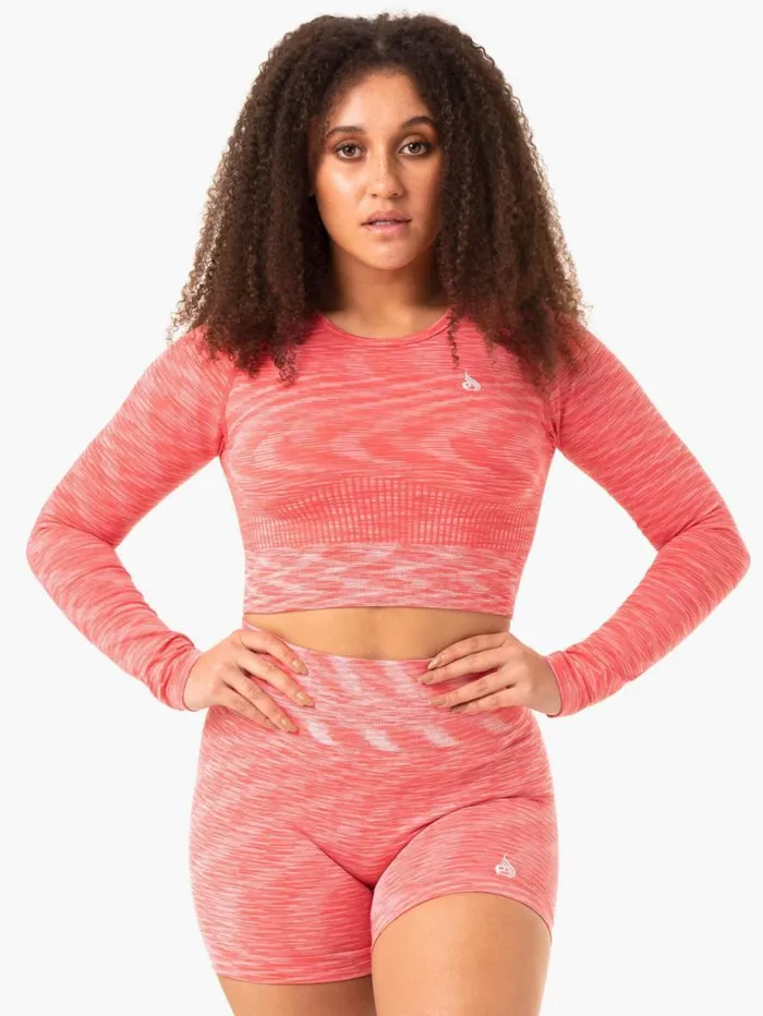 Tops Womens Ryderwear Evolve Seamless Long Sleeve Top Coral