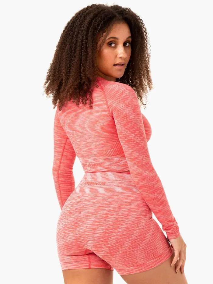 Tops Womens Ryderwear Evolve Seamless Long Sleeve Top Coral