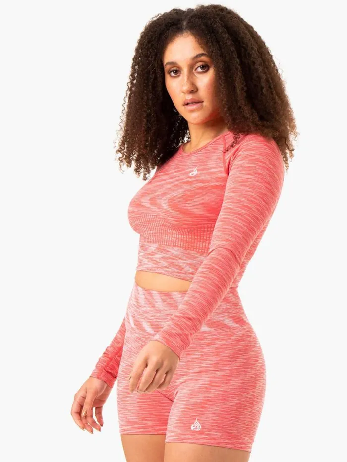 Tops Womens Ryderwear Evolve Seamless Long Sleeve Top Coral