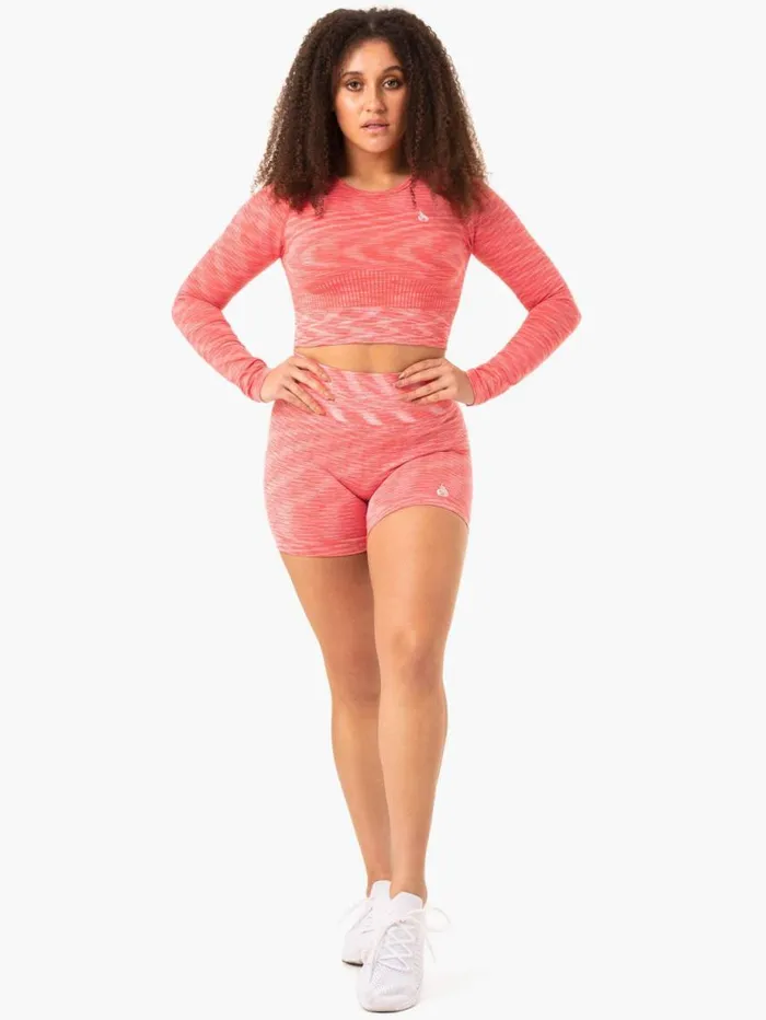 Tops Womens Ryderwear Evolve Seamless Long Sleeve Top Coral