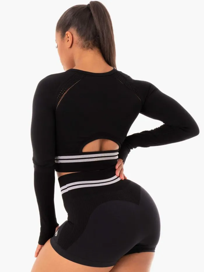 Tops Womens Ryderwear Freestyle Seamless Long Sleeve Crop Black