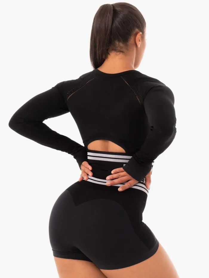 Tops Womens Ryderwear Freestyle Seamless Long Sleeve Crop Black