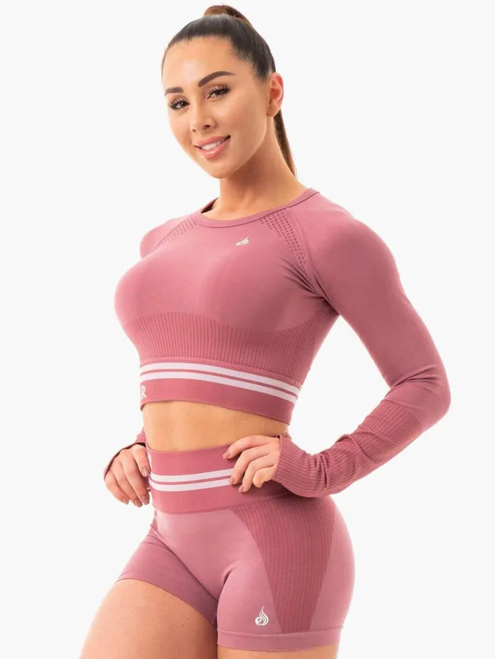 Tops Womens Ryderwear Freestyle Seamless Long Sleeve Crop Dusty Pink