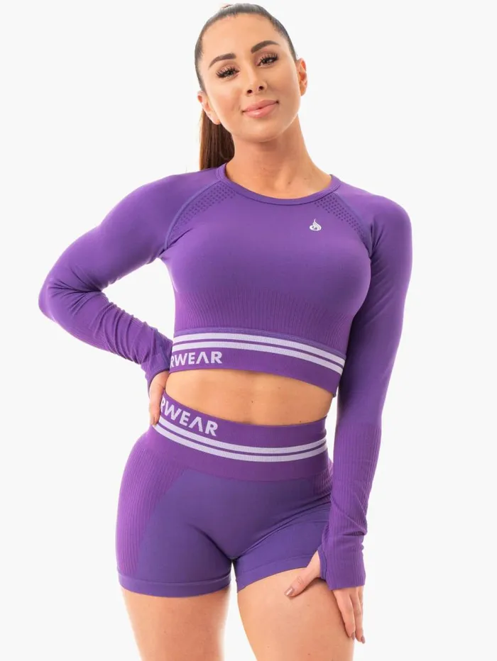 Tops Womens Ryderwear Freestyle Seamless Long Sleeve Crop Purple