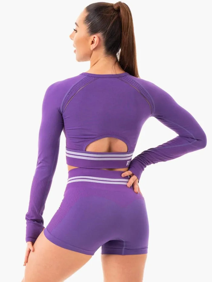Tops Womens Ryderwear Freestyle Seamless Long Sleeve Crop Purple