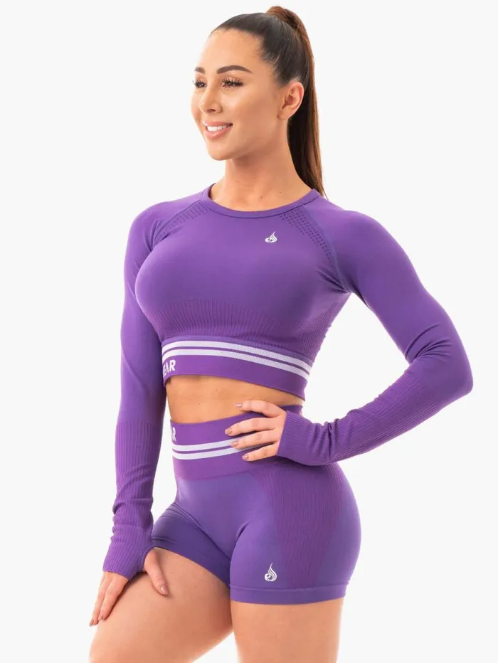 Tops Womens Ryderwear Freestyle Seamless Long Sleeve Crop Purple