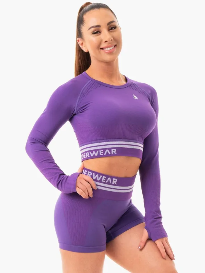Tops Womens Ryderwear Freestyle Seamless Long Sleeve Crop Purple