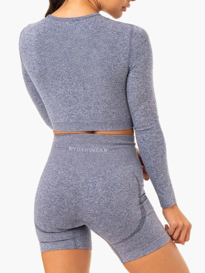 Tops Womens Ryderwear Sculpt Seamless Long Sleeve Top Navy Marl