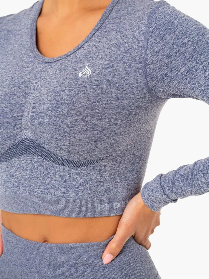 Tops Womens Ryderwear Sculpt Seamless Long Sleeve Top Navy Marl