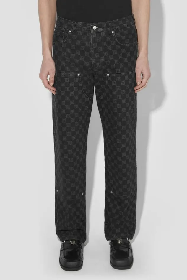 Trousers Men MISBHV Denim Monogram Carpenter Trousers Black