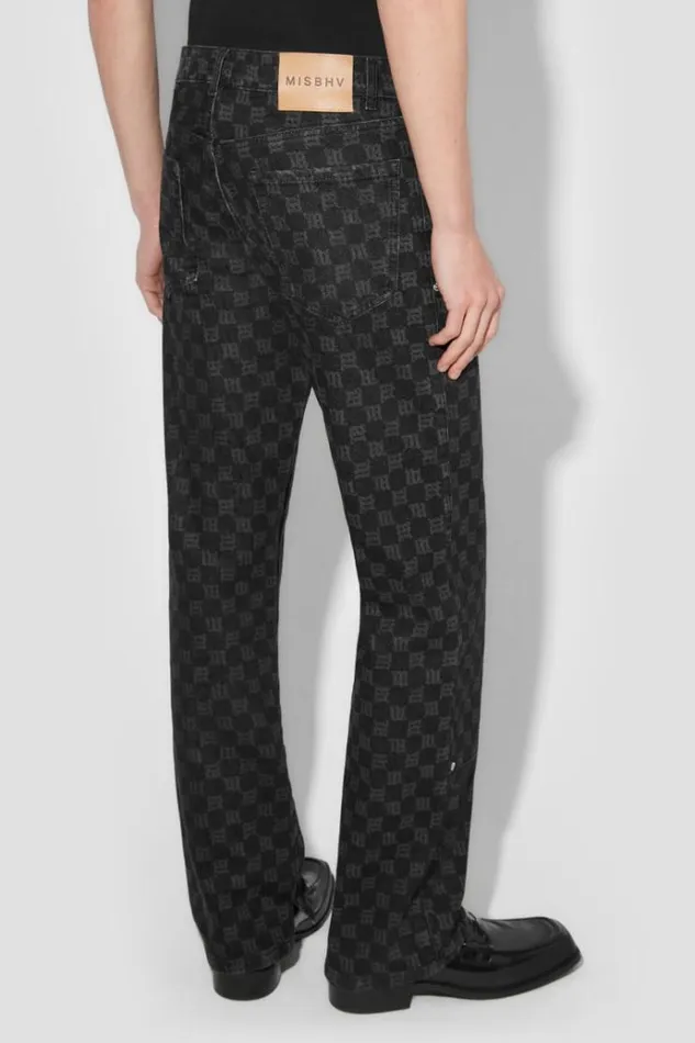 Trousers Men MISBHV Denim Monogram Carpenter Trousers Black