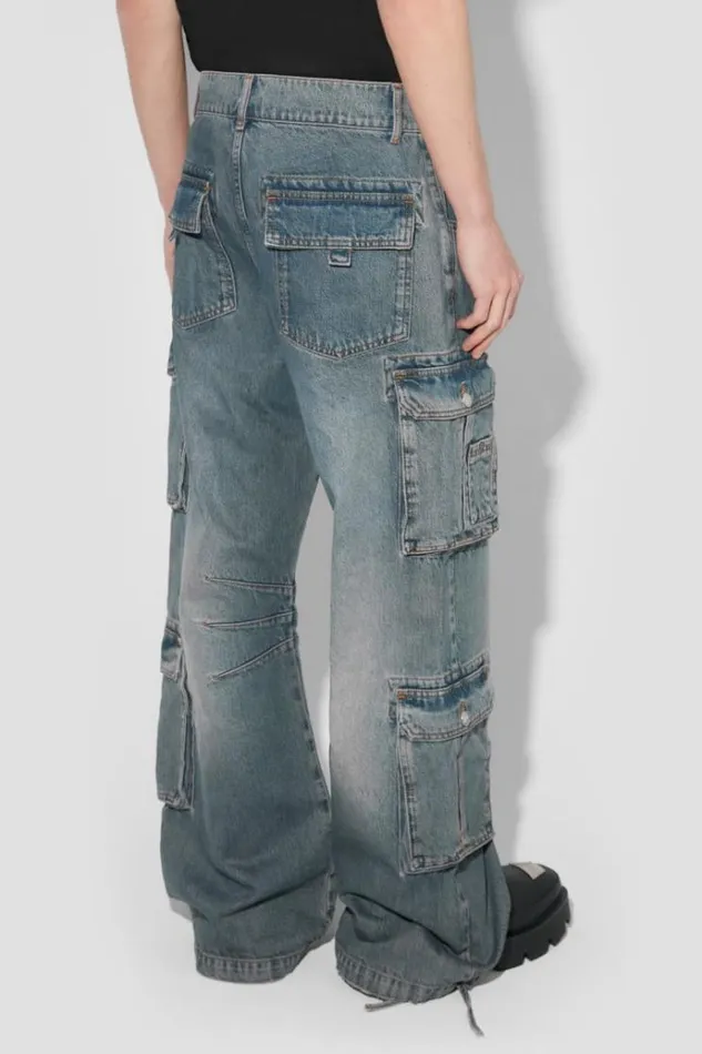 Trousers Men MISBHV Dirt Bath Cargo Denim Trousers Blue