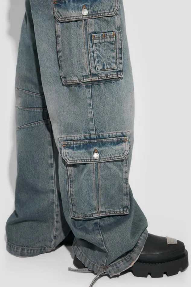 Trousers Men MISBHV Dirt Bath Cargo Denim Trousers Blue