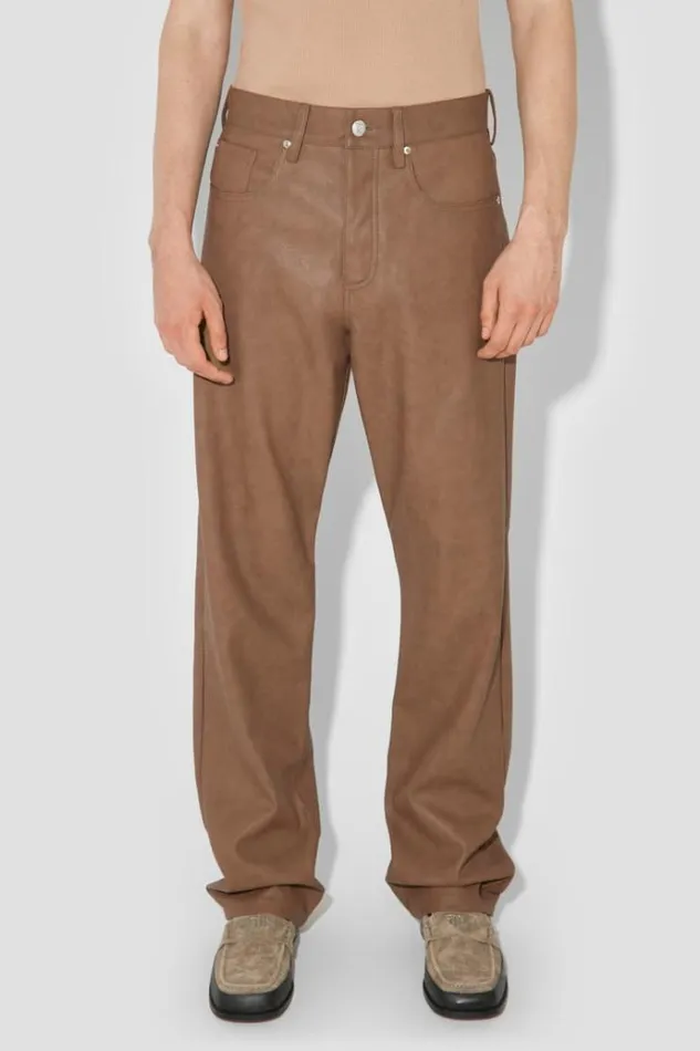 Trousers Men MISBHV Matte Vegan Leather Trousers Brown