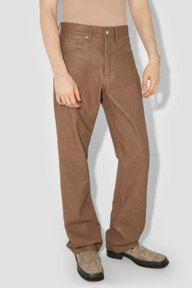 Trousers Men MISBHV Matte Vegan Leather Trousers Brown