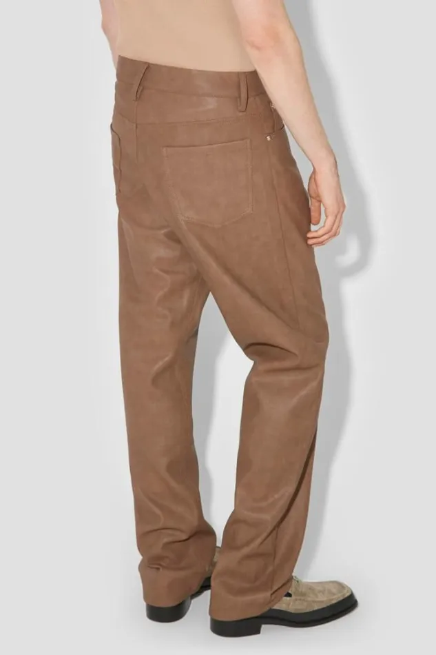 Trousers Men MISBHV Matte Vegan Leather Trousers Brown
