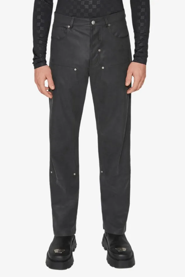 Trousers Men MISBHV Vegan Leather Carpenter Trousers Black
