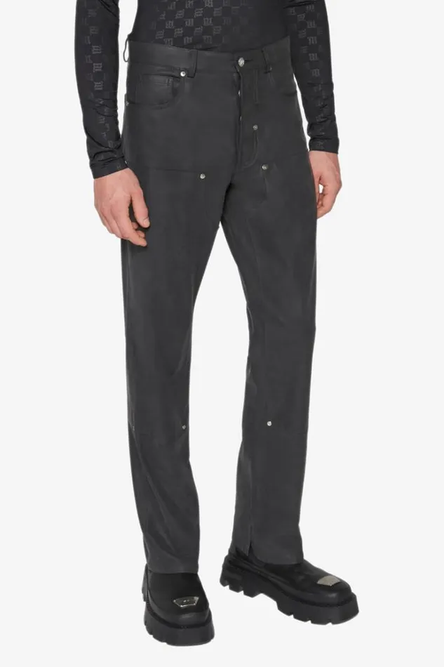Trousers Men MISBHV Vegan Leather Carpenter Trousers Black