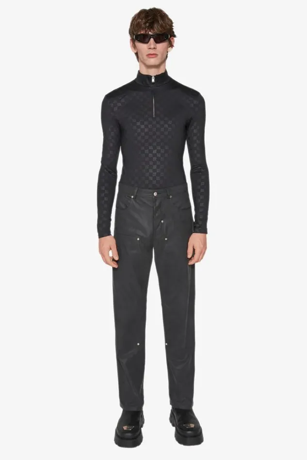 Trousers Men MISBHV Vegan Leather Carpenter Trousers Black