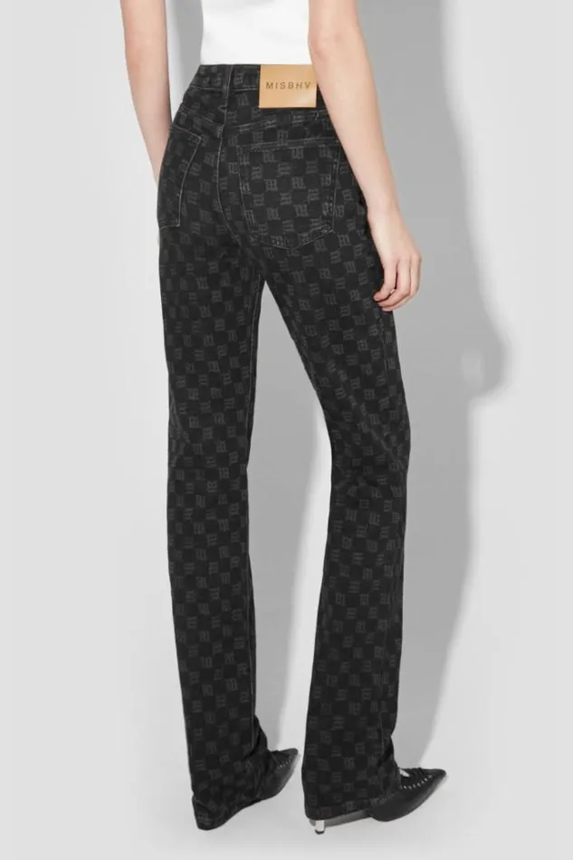 Trousers Women MISBHV Denim Monogram Trousers Black