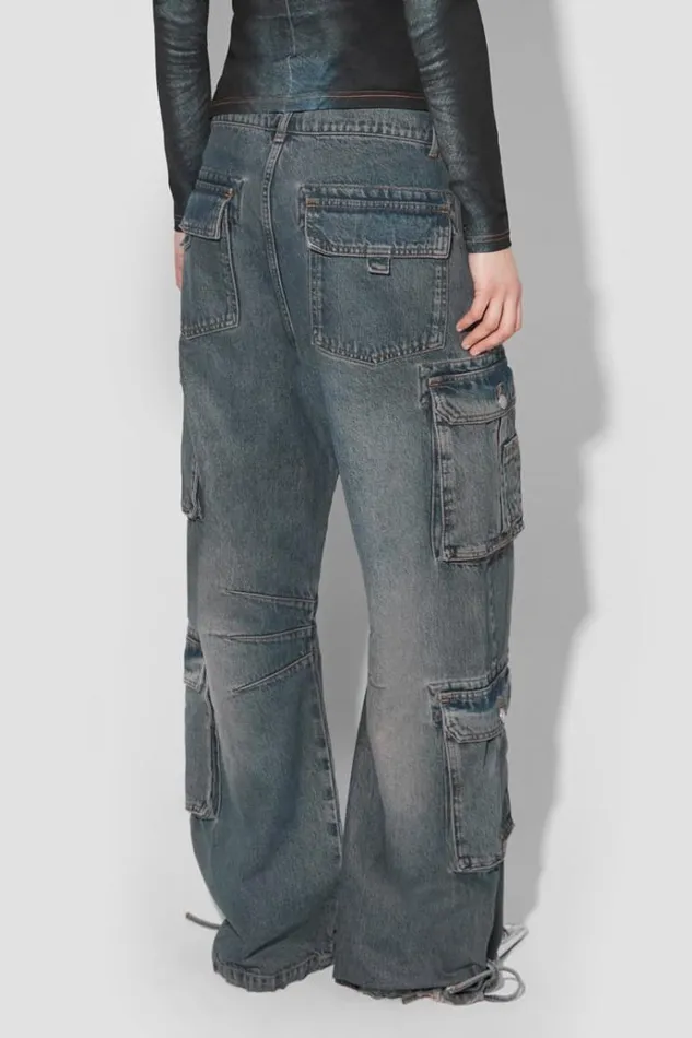 Trousers Women MISBHV Dirt Bath Cargo Denim Trousers Blue