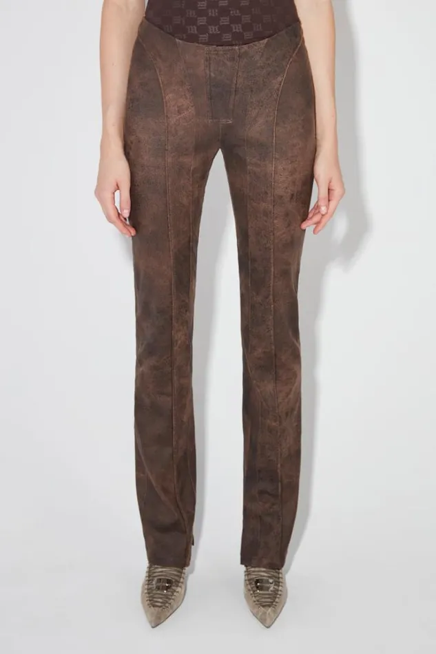 Trousers Women MISBHV Harley Cracked Faux Leather Trousers Brown