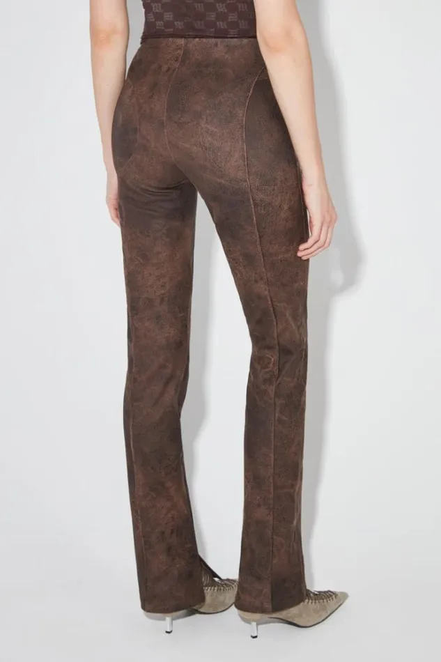Trousers Women MISBHV Harley Cracked Faux Leather Trousers Brown