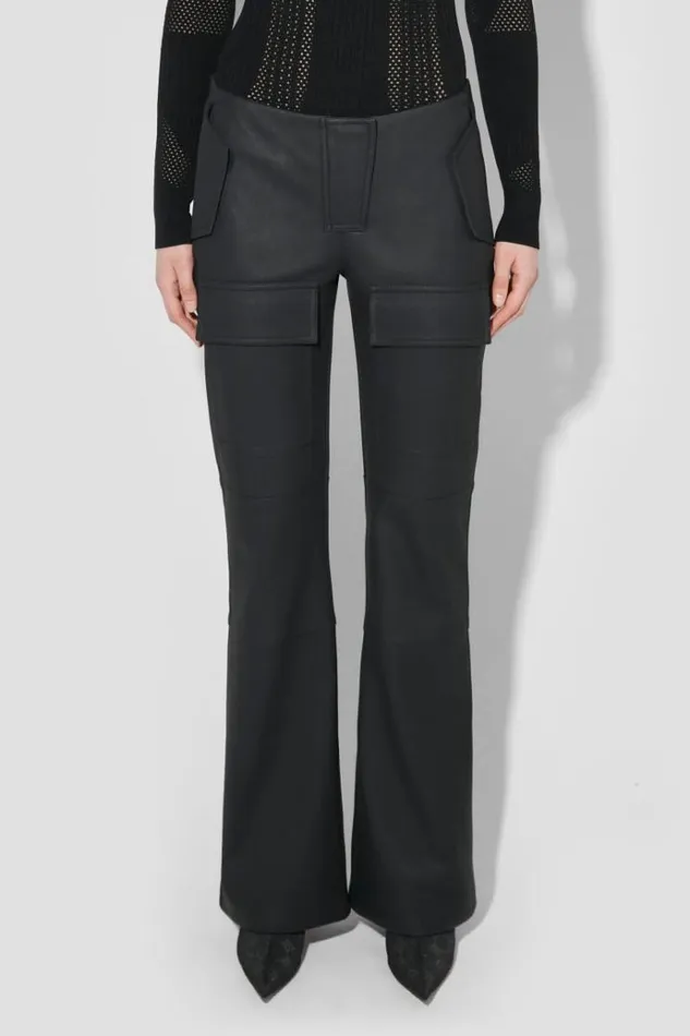Trousers Women MISBHV Matte Faux Leather Moto Trousers Black