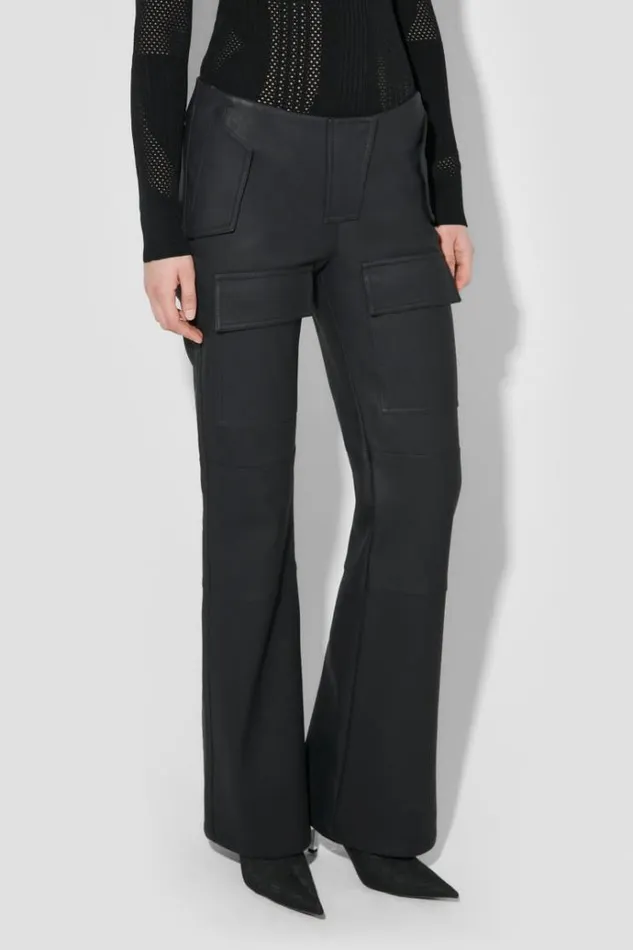 Trousers Women MISBHV Matte Faux Leather Moto Trousers Black