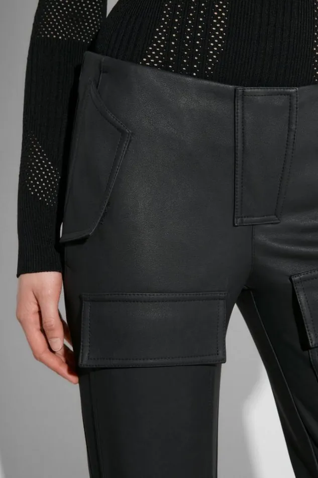 Trousers Women MISBHV Matte Faux Leather Moto Trousers Black